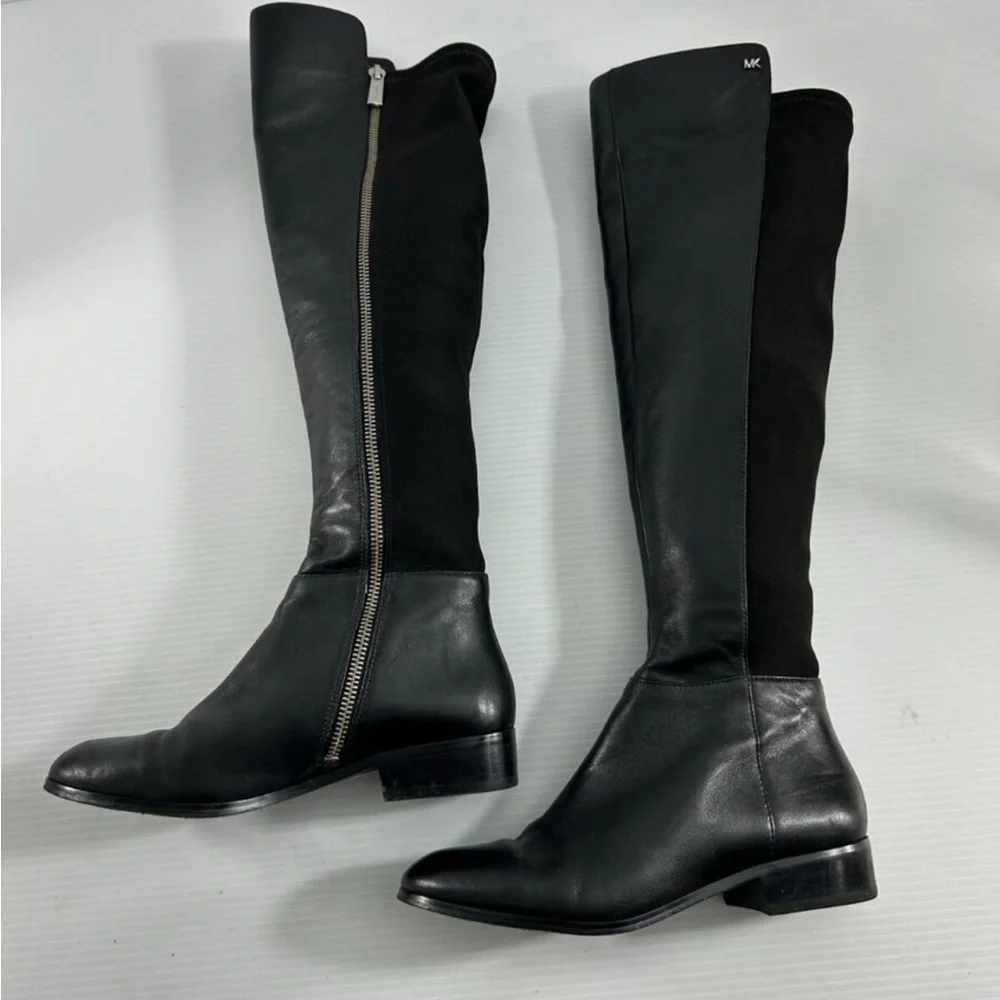 Michael Kors Womens Riding Boots Size 8.5 M Bromley Black Leather Knee H…